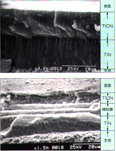 TiCN多層膜断面写真（例）